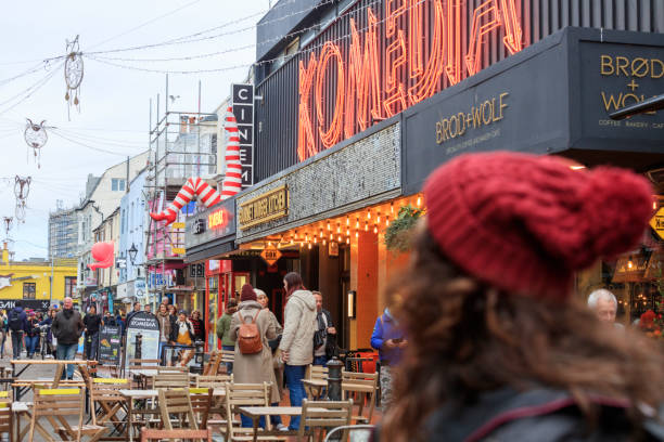 Brighton, UK - Nov 12, 2023: People walking along the most popular street in Brighton in East Sussex, England.