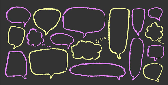 Talk Border Speech Bubbles Doodle Set Crayon Doodle Text Borders Chat Dialog Boxes ...