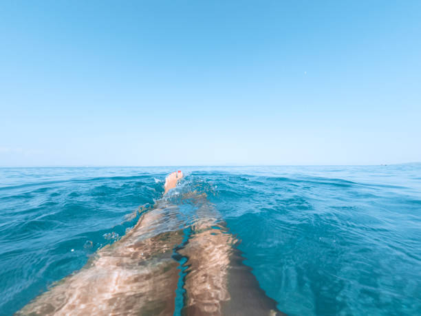 Females legs in the sea, first person perspective