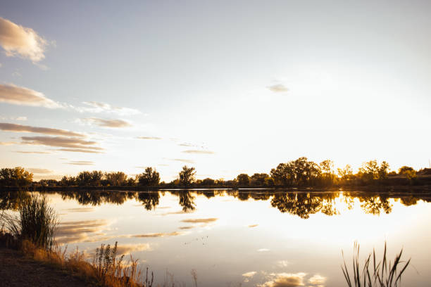 istock View of the lake in sunset mirror 2198573094