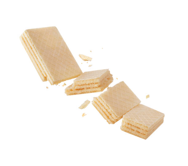 istock Crushed crispy waffle in the air close up on a white background 2198577915