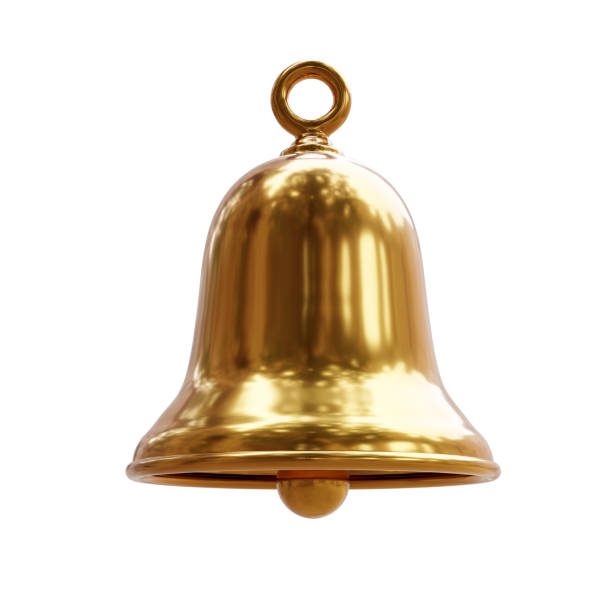 istock Golden bell isolated on white, notification sign 2198581673
