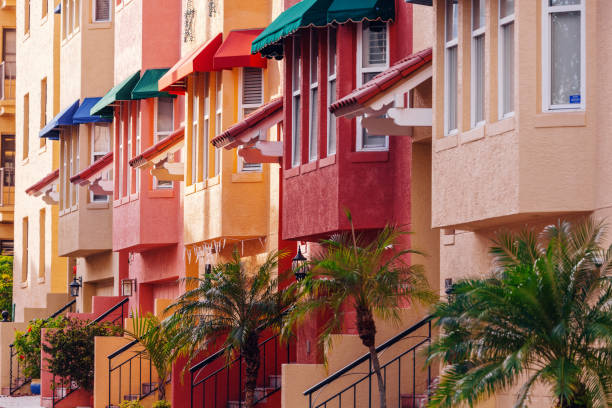 St Petersburg homes in sunset light, Florida, USA