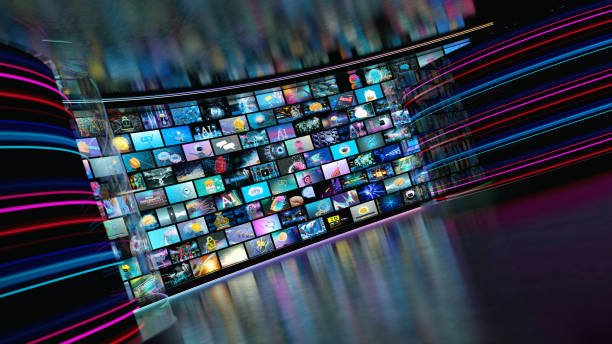 istock Media concept TV  -  video wall with small screens. . Digital multiple television screens. Revolutionize Your Viewing Experience with Media Concept TV's Small Screen Video Wall - The Ultimate in Digital Multi-Screen Technology
