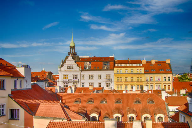 Rooftops of old Prague from high view point