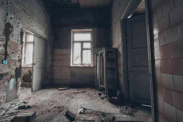 istock Old creepy dirty abandoned hospital 2198590064