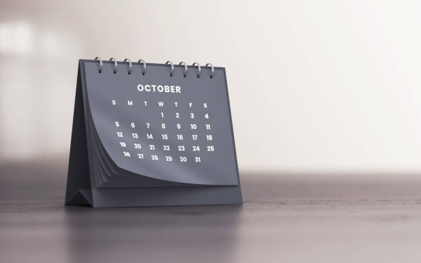 istock October 2025 Realistic Gray Desk Calendar 2198601491