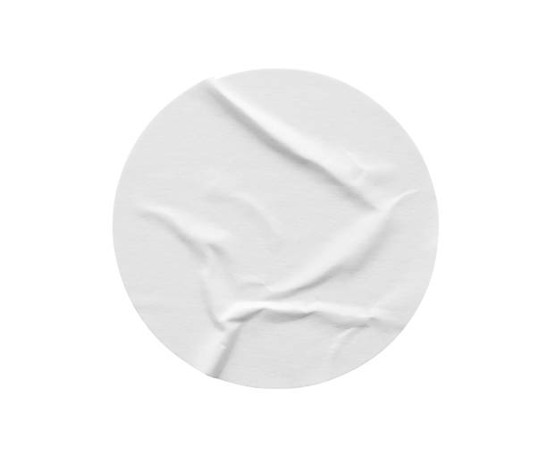 istock Blank white round paper sticker label isolated on white background 2198601870