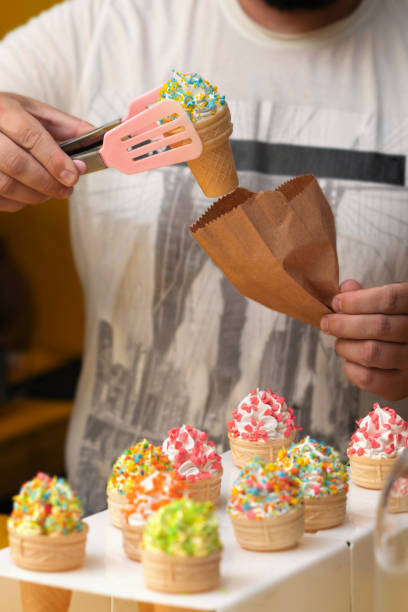 istock Homemade marshmallows in a waffle cup, garnished with sprinkles 2198602014
