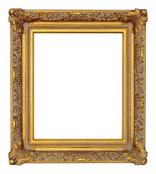 istock Antique gold frame isolated on the white background 2198607855