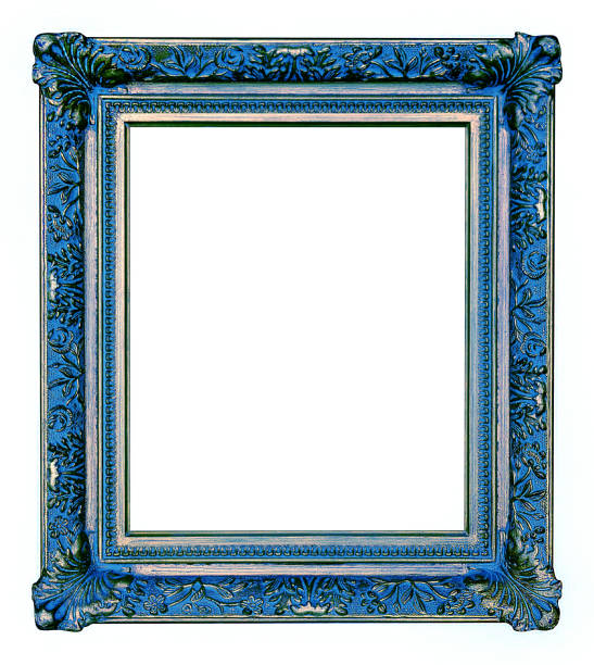 Frame made of blue paint strokes (gouache). Isolated on a white background. Space for copy.