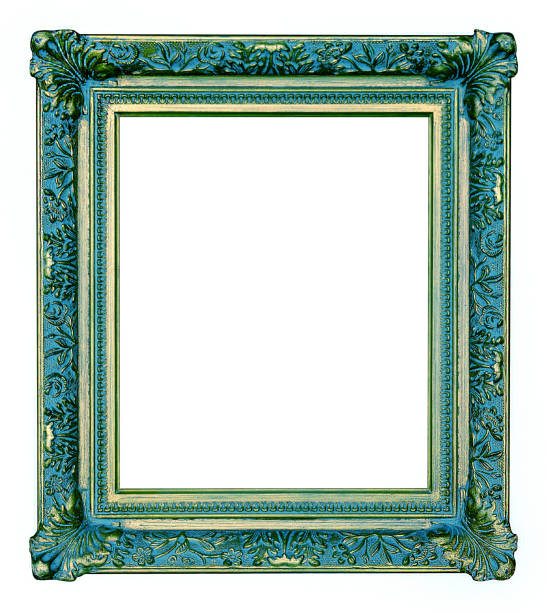 Antique blue and gold frame isolated on the white background.
