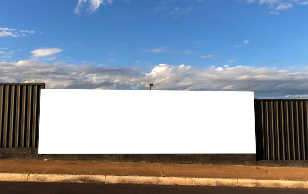 istock Blank banner for advertisement on the metal fence 2198611064