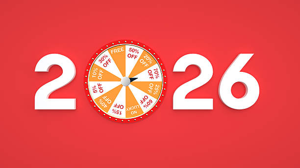 Red Background Fortune Wheel 2026 Concept Stock Photo Download Image Red Background Fortune Wheel 2026 Concept 
