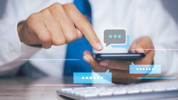 istock Young man using smartphone with social media to interactions icon on internet post. Data and marketing concept. Social media and digital online on mobile phone. 2198615608