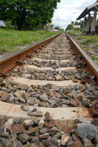istock Railroad tracks stretching into the distance 2198617709