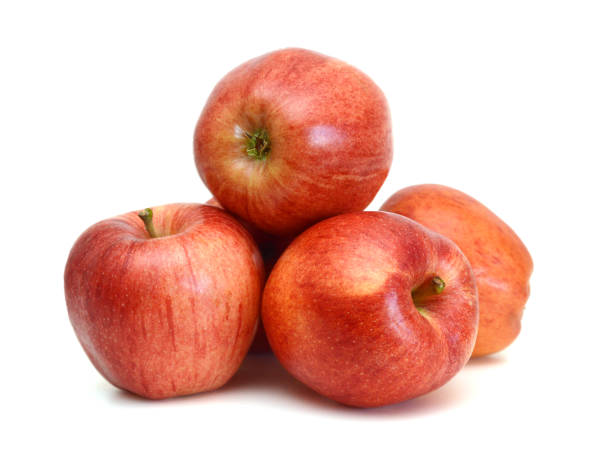 istock Fresh red apples isolated on white background 2198617979