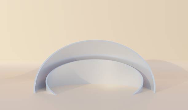 istock Circle podium background, curves, circles, lines, 3D illustration 2198621264