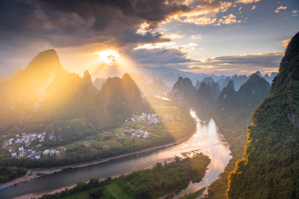 istock Guilin Xingping Xianggong Mountain Sunrise, China 2198623055