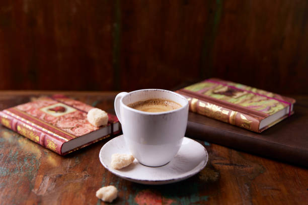 Cup of coffee on wooden background. Soft focus. Copy space.