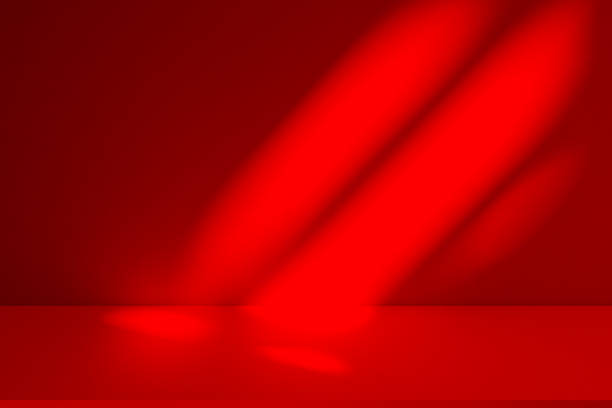 istock Wall interior background, studio and backdrops show products.with shadow from window color red . background for text insertion and presentation product 2198623900