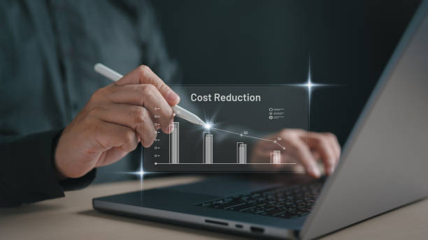 istock Industry manufacturing lean optimization. Decreasing business expenses to maximize profits and financial situation for long-term investment. Company or business cost payment lean reduction breakdown. 2198624587