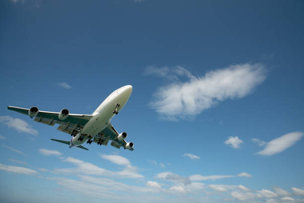 Bottom part of a Vueling Airbus A320 airline seconds before landing/takeoff