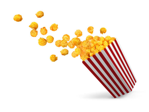 istock Cheese popcorn in buckets isolated on white background 2198628436