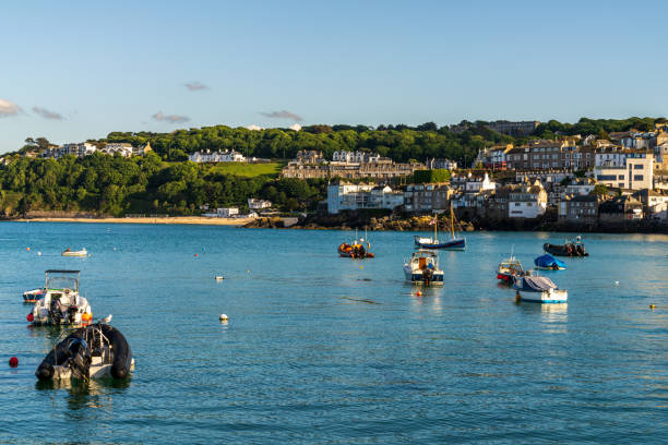 St Ives, Cornwall, England, UK - May 30, 2022: View of the boats in St Ives harbour