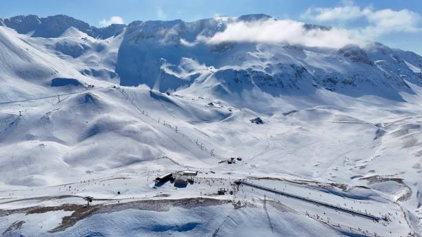 istock Snowy mountain landscape 2198631831