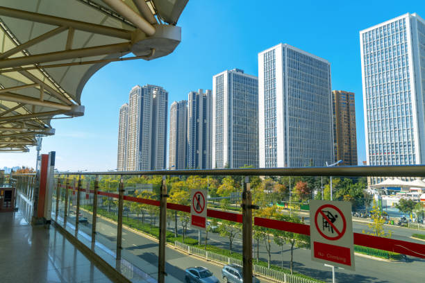 Modern urban street landscape, Kunming, China.