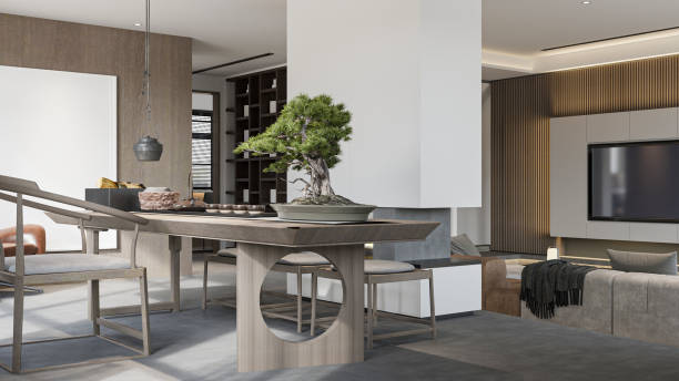 istock Modern Living Room with Bonsai 2198633594