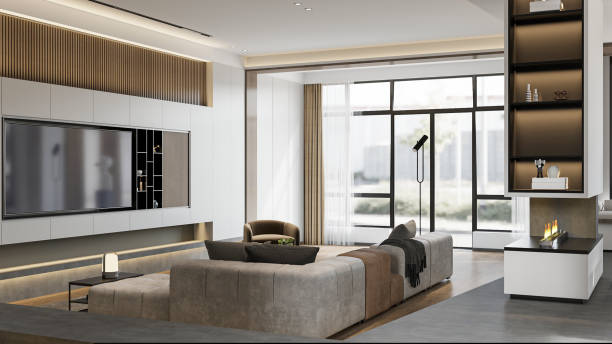 istock Modern Living Room with TV 2198633615