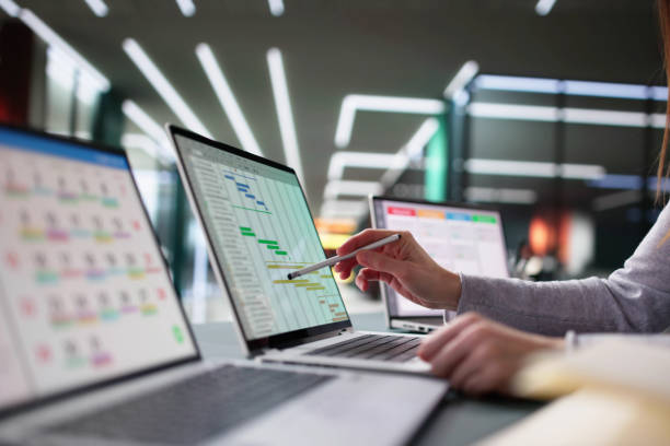 istock Busy Businesswoman Juggling Gantt Software Project 2198633778