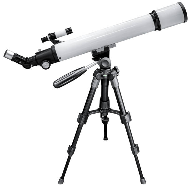 istock White telescope with black tripod isolated on white background with clipping path 2198636873