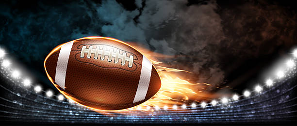 istock Oval leather American football ball on fire. Highly realistic illustration. 2198644824