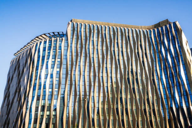 A patterned facade on the exterior of The Haydon, a modern apartment building located in Aldgate, central London.