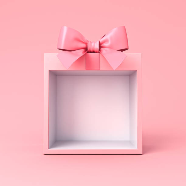 istock Blank square gift box products display mockup showcase stand with pink ribbon bow isolated on pink pastel color background minimal creative ideas conceptual 3D rendering 2198647889