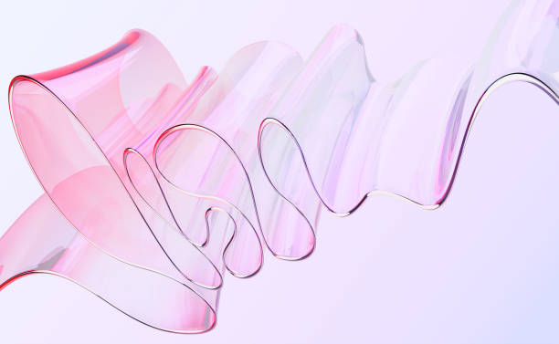 istock 3d abstract liquid glass transparent ribbon fold wave line render. Rainbow fluid flow curve shape with dispersion light, red pink holographic gradient. Flying glossy design element 2198660911