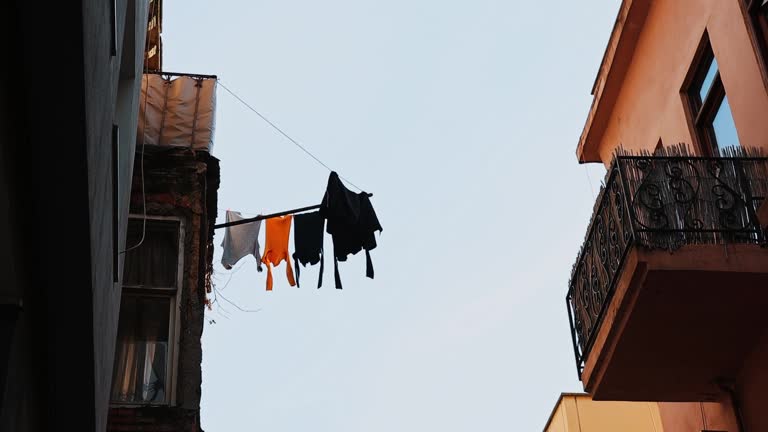 Clothes hanging on the rope outside