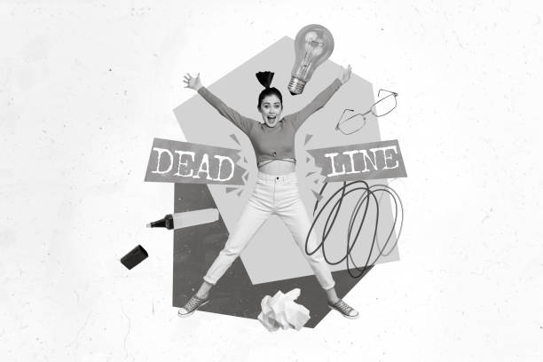 istock Collage photo of overjoyed crazy funky worker girl deadline thinking solution no time light bulb creative idea isolated on white background 2198664045