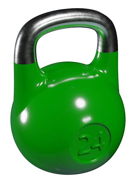 istock Olympic kettlebell, heavy cast iron powerlifting equipment with number 24 2198664228
