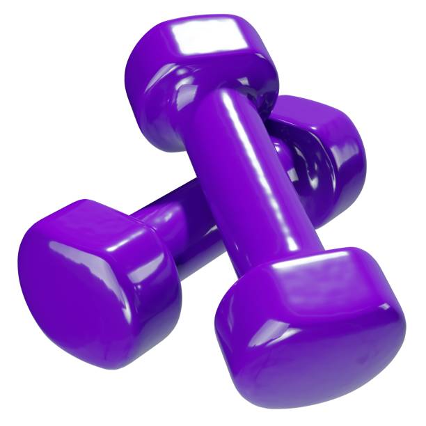 istock Blank Round vinyl rubber Dumbbells, weightlifting gym equipment side view 2198664470