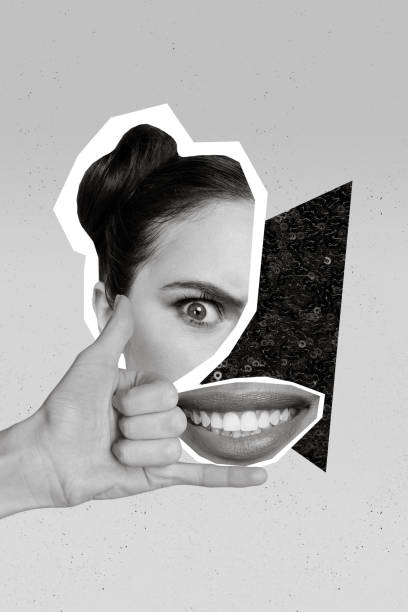 istock 3d retro abstract creative artwork template collage of strange lady faces pieces asking call her isolated painting background 2198665134