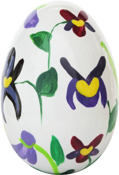 istock White Easter egg with colorful flower designs and green stems 2198669384