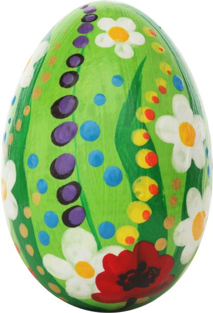 istock Green Easter egg with dots and vibrant flowers 2198669388