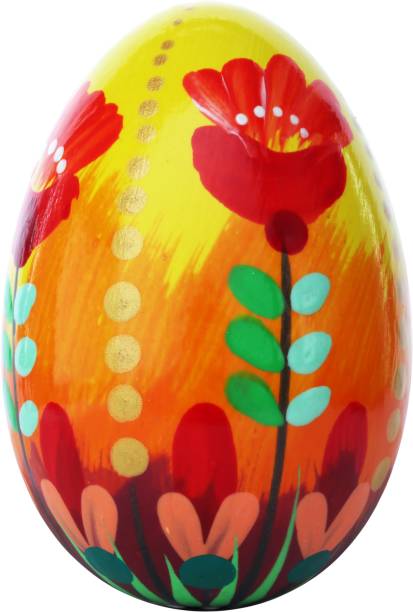 istock Bright yellow Easter egg with vibrant red floral art 2198669430