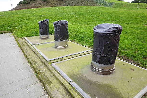 istock Underground waste bins system in green public park 2198674247