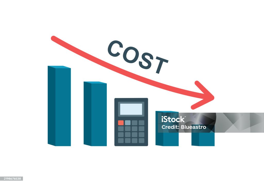 Cost Reduction Concept Calculator And Arrow Line Decrease Cost Cut Cost ...