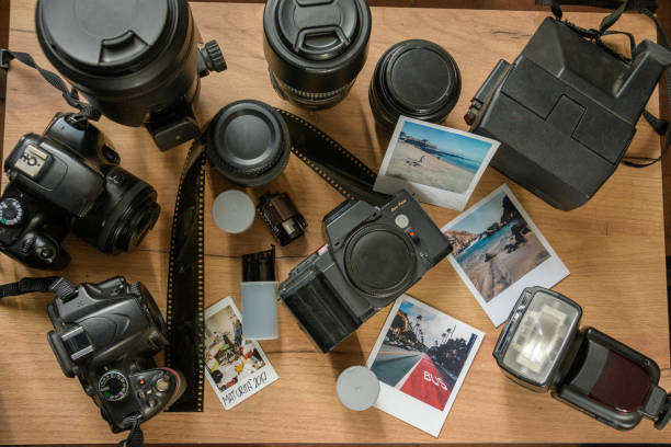 istock Analog Photography Collection with Branded Cameras – Overhead Perspective 2198677228